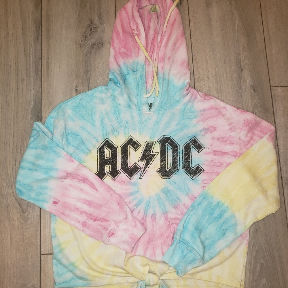 **SOLD**Tie Dye AC DC Cropped Hoodie
